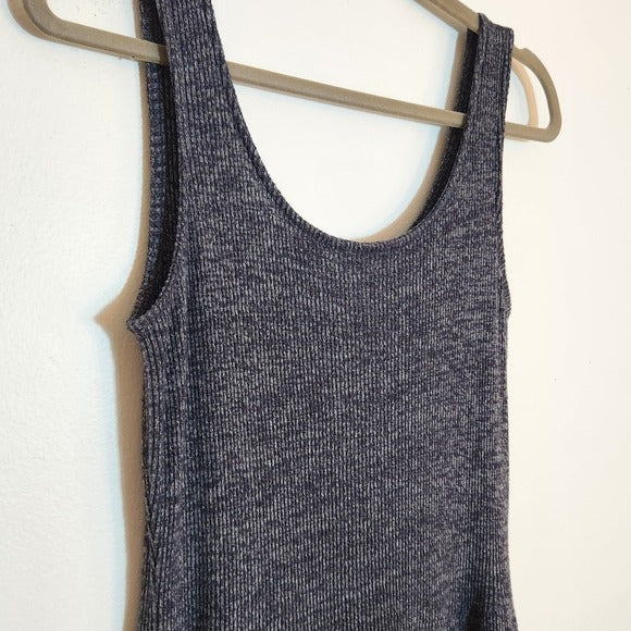 Daily Ritual Charcoal Gray Ribbed Knit Midi Dress Size Medium