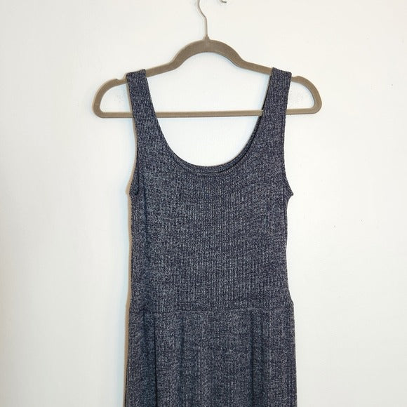 Daily Ritual Charcoal Gray Ribbed Knit Midi Dress Size Medium