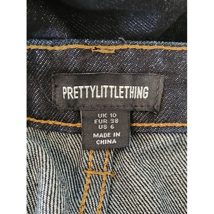 PrettyLittleThing Dark Wash Barrel Leg Jeans Size 6