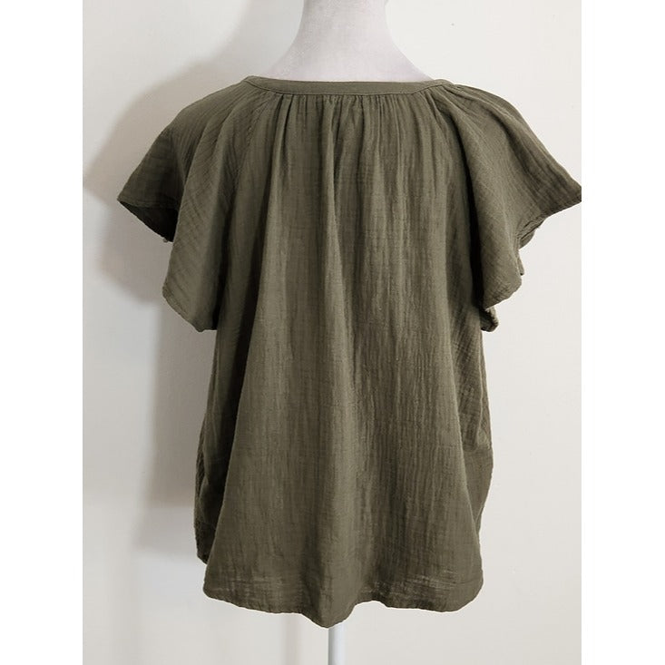 Universal Thread Army Green Cotton Gauze Shirt and Shorts Set Size Medium NWT