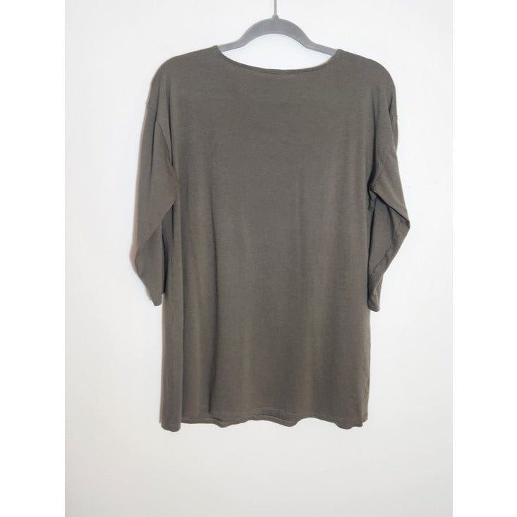 J. Jill Olive Green Embroidered Tunic Tee Size Medium
