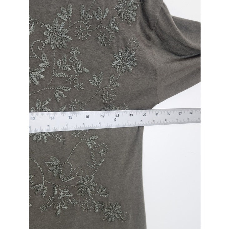 J. Jill Olive Green Embroidered Tunic Tee Size Medium
