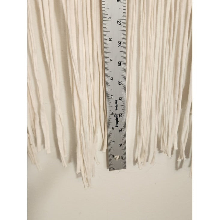 H&M Coachella Cream Macrame Fringe Boho Vest Size Large