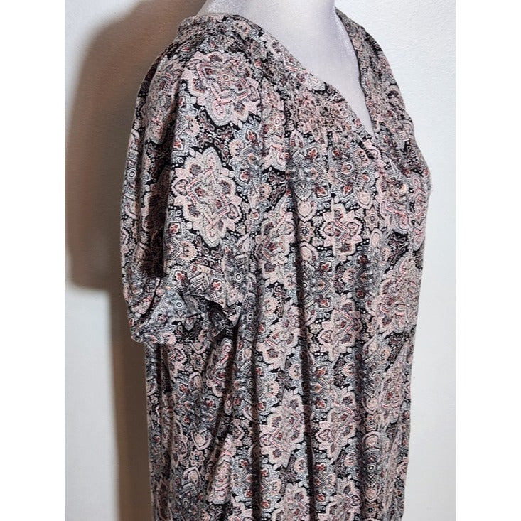 Westport Pink and Black Paisley Button-Up Blouse Size 1X