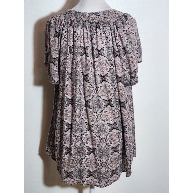Westport Pink and Black Paisley Button-Up Blouse Size 1X