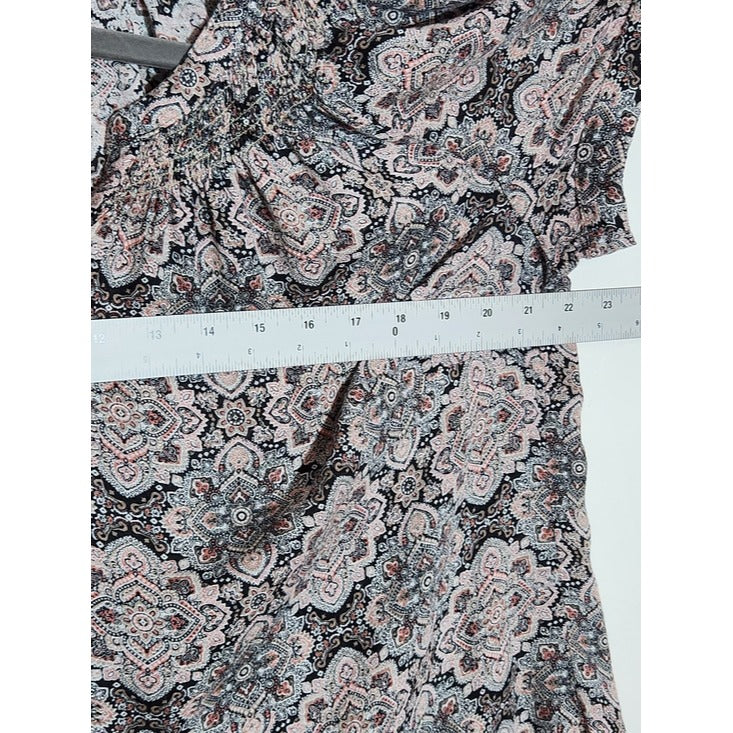 Westport Pink and Black Paisley Button-Up Blouse Size 1X