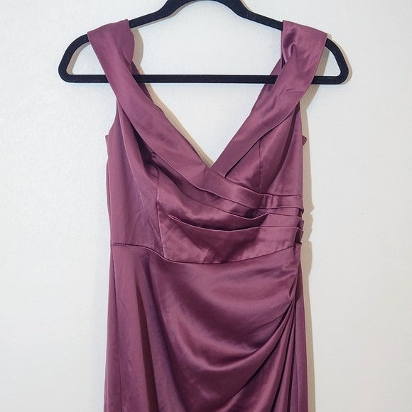 Galina Signature Purple Satin Evening Gown NWT Size 6 Purple Prom Dress