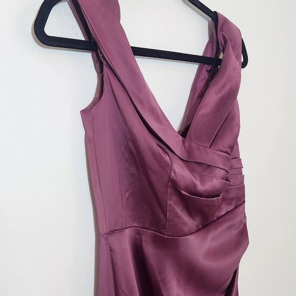 Galina Signature Purple Satin Evening Gown NWT Size 6 Purple Prom Dress