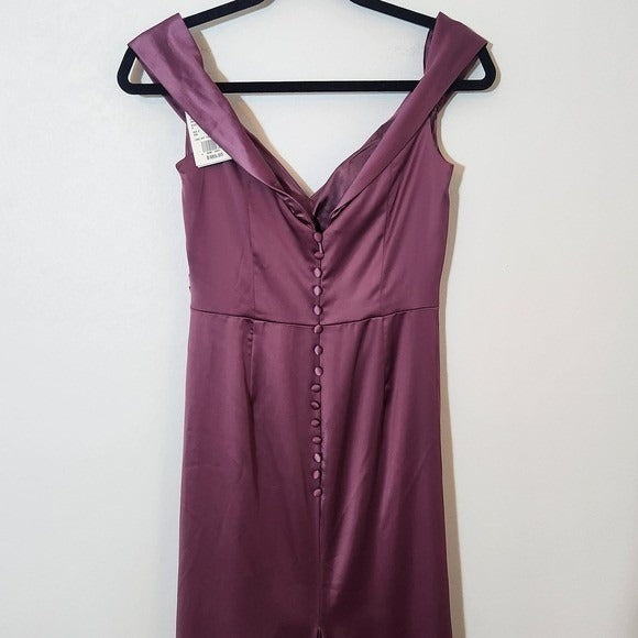 Galina Signature Purple Satin Evening Gown NWT Size 6 Purple Prom Dress