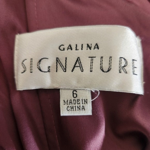 Galina Signature Purple Satin Evening Gown NWT Size 6 Purple Prom Dress