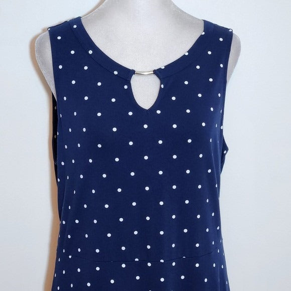 Croft & Barrow Navy Polka Dot Midi Dress Size Medium Preppy Polka Dot Dress