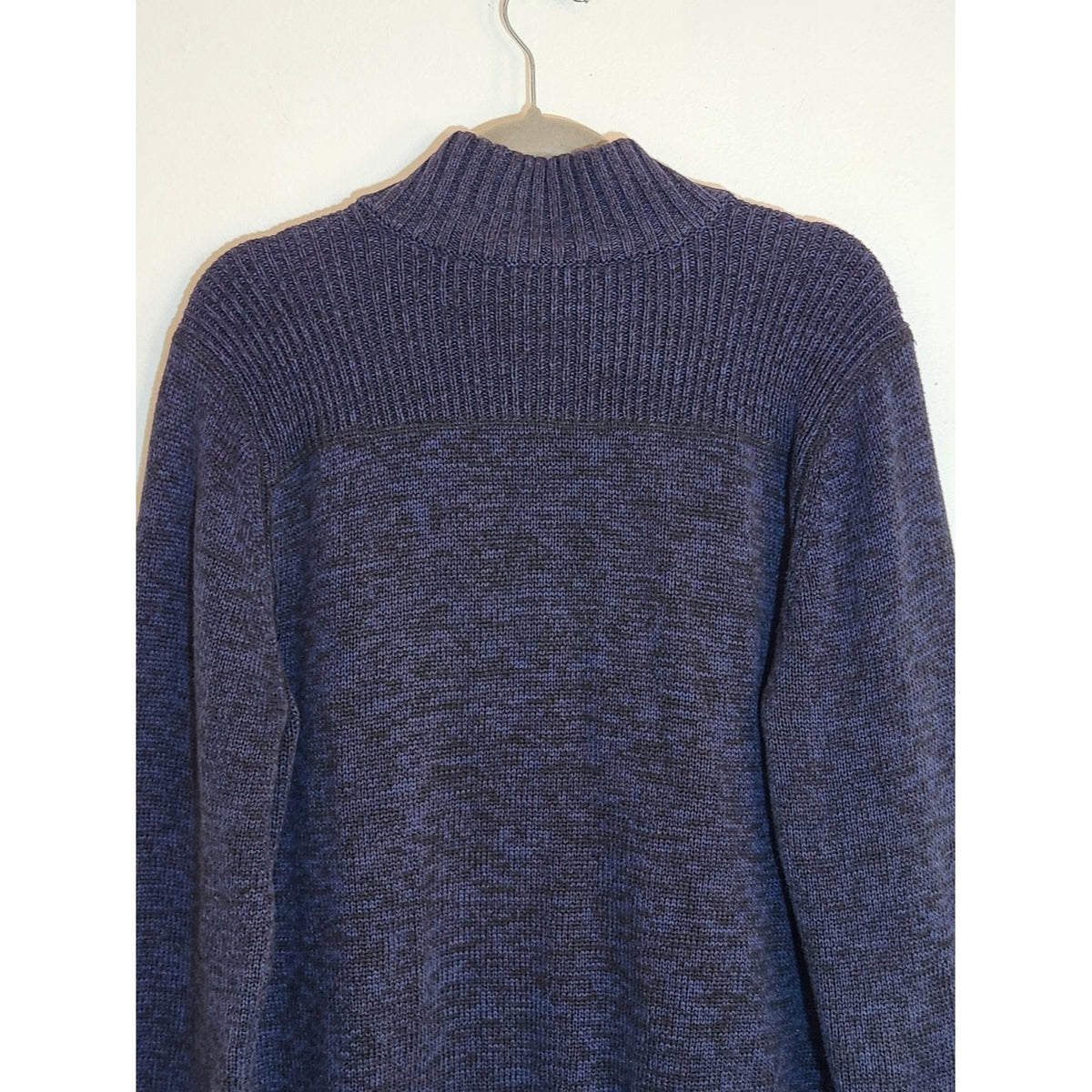 Converse Mens Heather Navy 1/4-Button Mock Neck Sweater Size Large