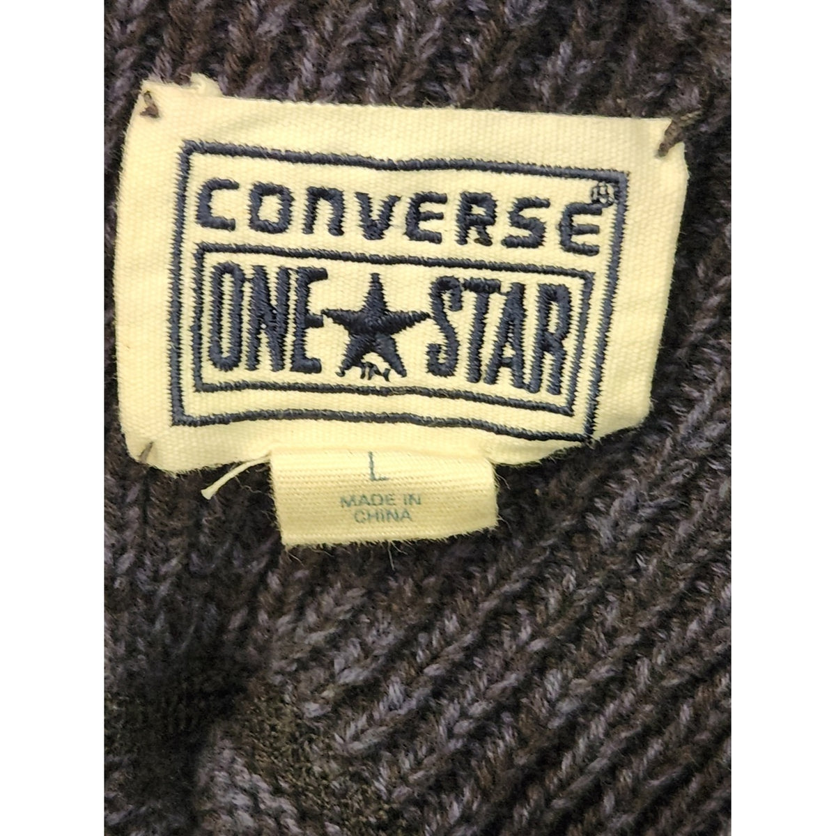 Converse Mens Heather Navy 1/4-Button Mock Neck Sweater Size Large