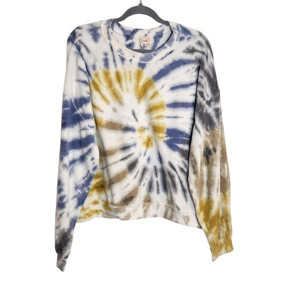 Urban Renewal Distressed Blue and Gold Tie-Dye Sweatshirt Size 2X