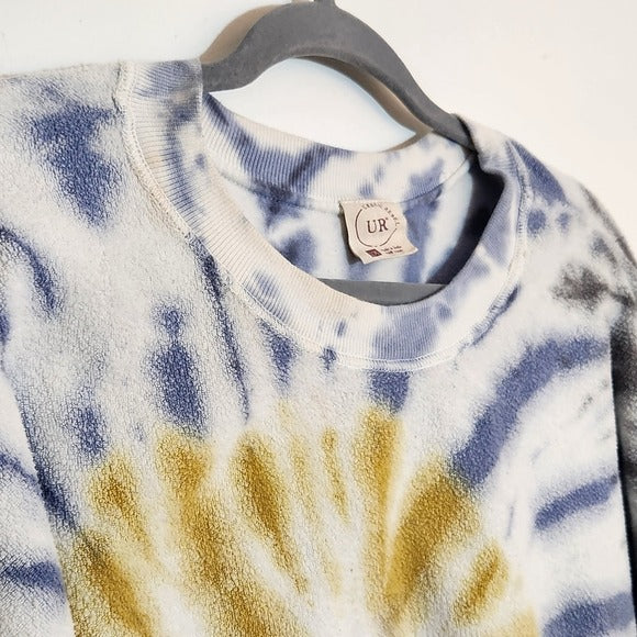 Urban Renewal Distressed Blue and Gold Tie-Dye Sweatshirt Size 2X