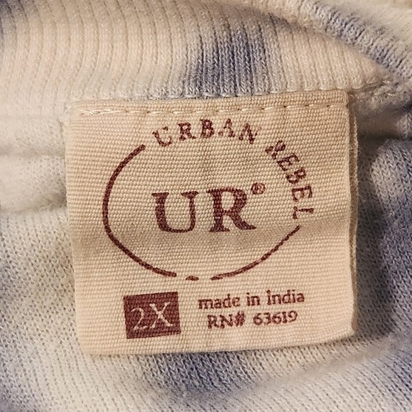 Urban Renewal Distressed Blue and Gold Tie-Dye Sweatshirt Size 2X