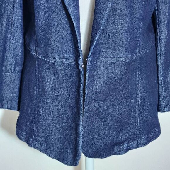 Cato Dark Wash Denim Jacket Size Large 3/4 Sleeve Denim Blazer