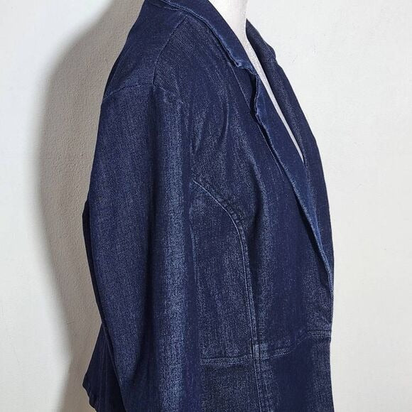 Cato Dark Wash Denim Jacket Size Large 3/4 Sleeve Denim Blazer