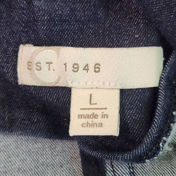 Cato Dark Wash Denim Jacket Size Large 3/4 Sleeve Denim Blazer