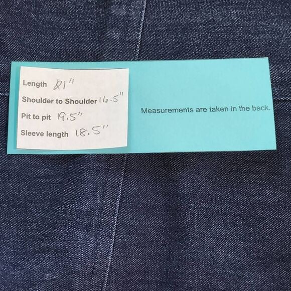 Cato Dark Wash Denim Jacket Size Large 3/4 Sleeve Denim Blazer