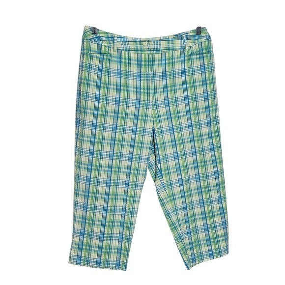 Talbots Green and Blue Plaid Pedal Pushers Size 10 Preppy Plaid Pants