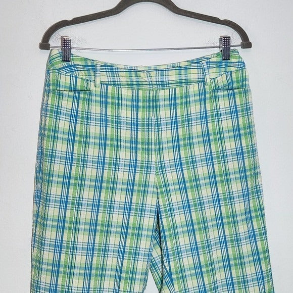 Talbots Green and Blue Plaid Pedal Pushers Size 10 Preppy Plaid Pants