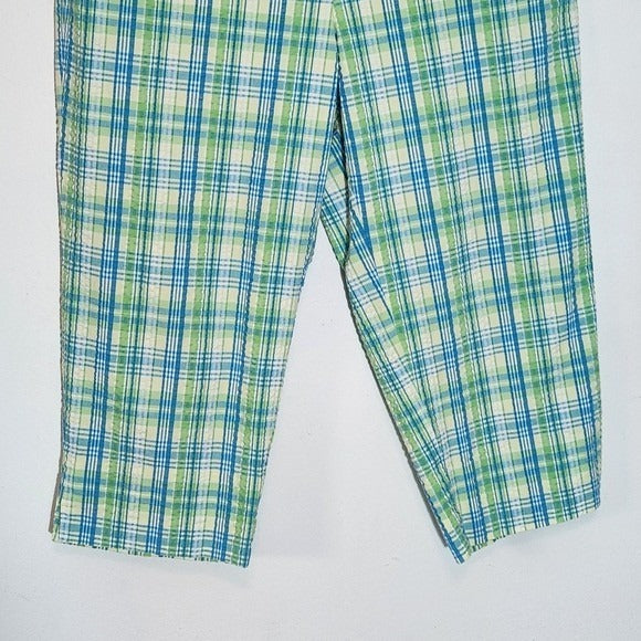 Talbots Green and Blue Plaid Pedal Pushers Size 10 Preppy Plaid Pants