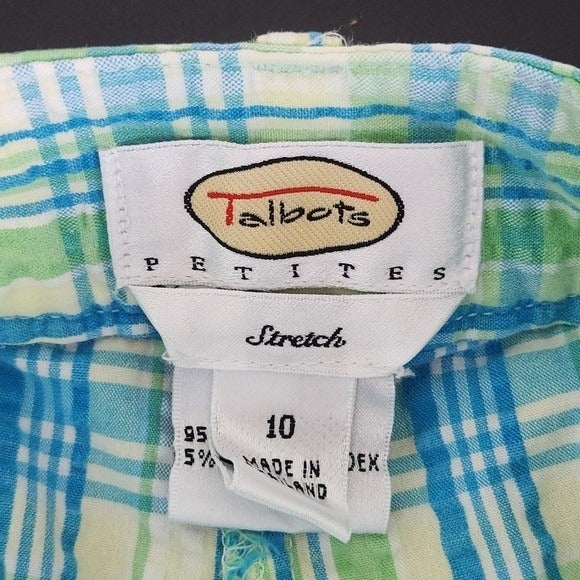 Talbots Green and Blue Plaid Pedal Pushers Size 10 Preppy Plaid Pants