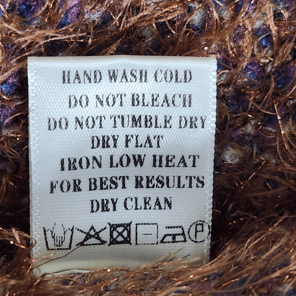 New In Brown and Purple Oversized Sweater with Metallic Accent Size Large