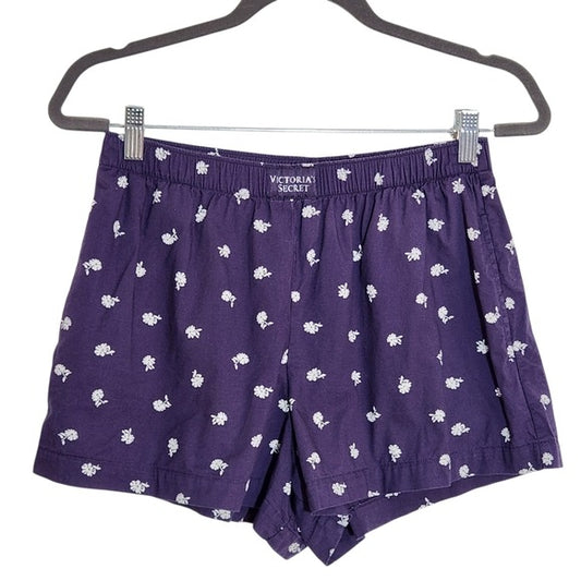 Victoria's Secret Dark Purple Floral Boxer Shorts Size Small