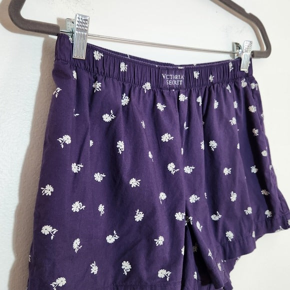 Victoria's Secret Dark Purple Floral Boxer Shorts Size Small
