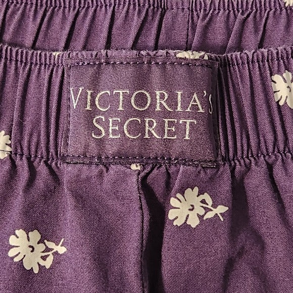 Victoria's Secret Dark Purple Floral Boxer Shorts Size Small