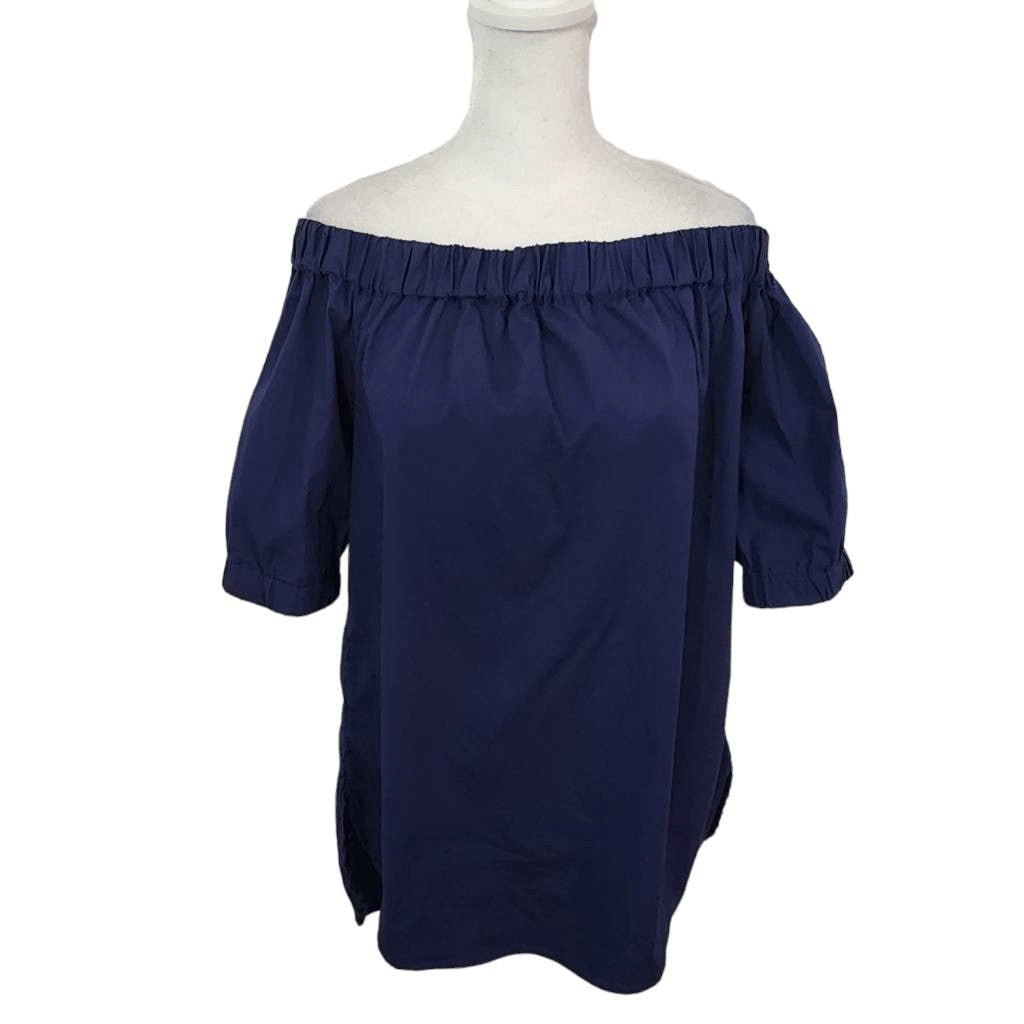 Michael Kors Navy Off the Shoulder Top Size Small Navy Blouse