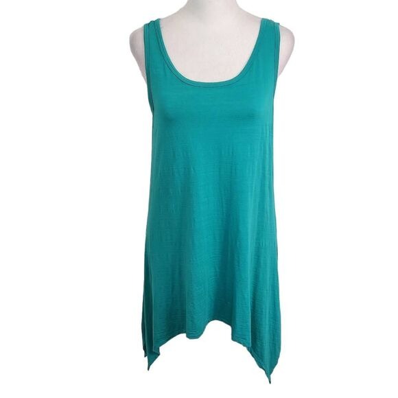 Cupio Turquoise Blue Tank Top Size Small Sharkbite Hem Blue Tunic