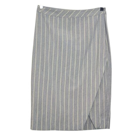 Banana Republic Gray Stripe Wrap Look Skirt Size 2 Preppy Straight Skirt