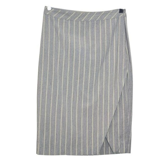 Banana Republic Gray Stripe Wrap Look Skirt Size 2 Preppy Straight Skirt