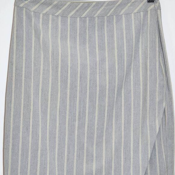 Banana Republic Gray Stripe Wrap Look Skirt Size 2 Preppy Straight Skirt