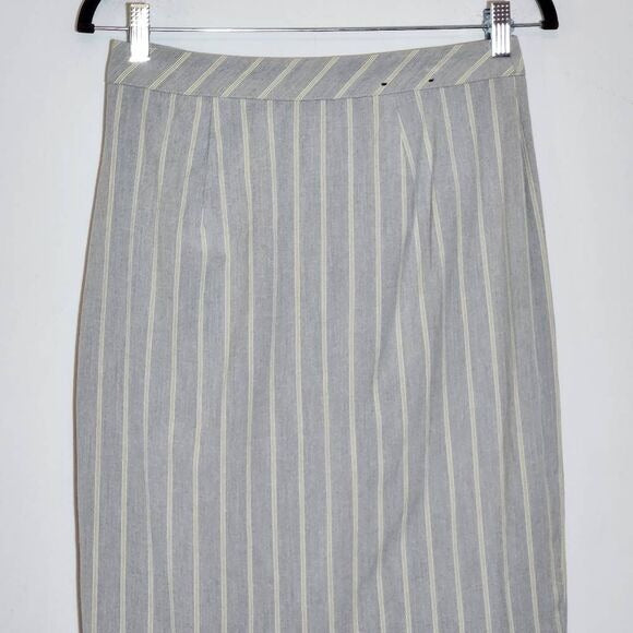 Banana Republic Gray Stripe Wrap Look Skirt Size 2 Preppy Straight Skirt