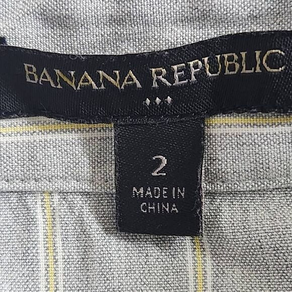 Banana Republic Gray Stripe Wrap Look Skirt Size 2 Preppy Straight Skirt