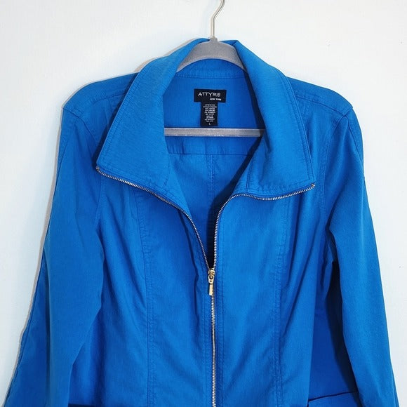 Attyre New York Blue Zip-Up Jacket Size Large