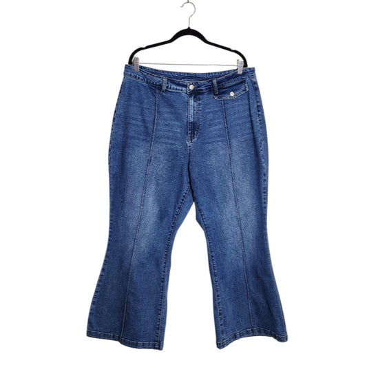 Cider Medium Wash Flare Leg Jeans with Center Seams Size 2XL