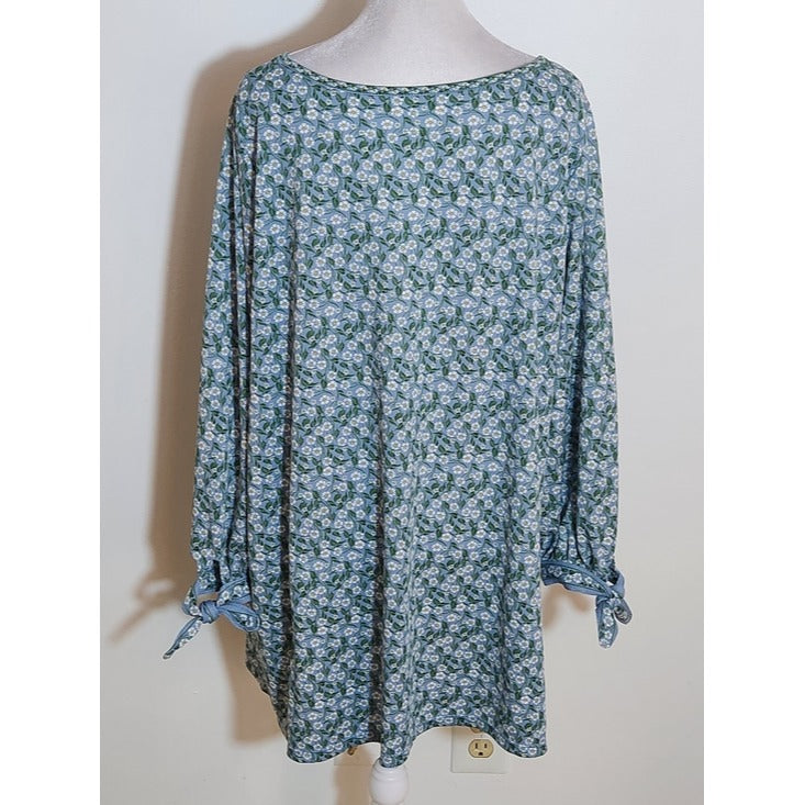Max Studio Blue Floral Print Tunic Blouse Size 2X