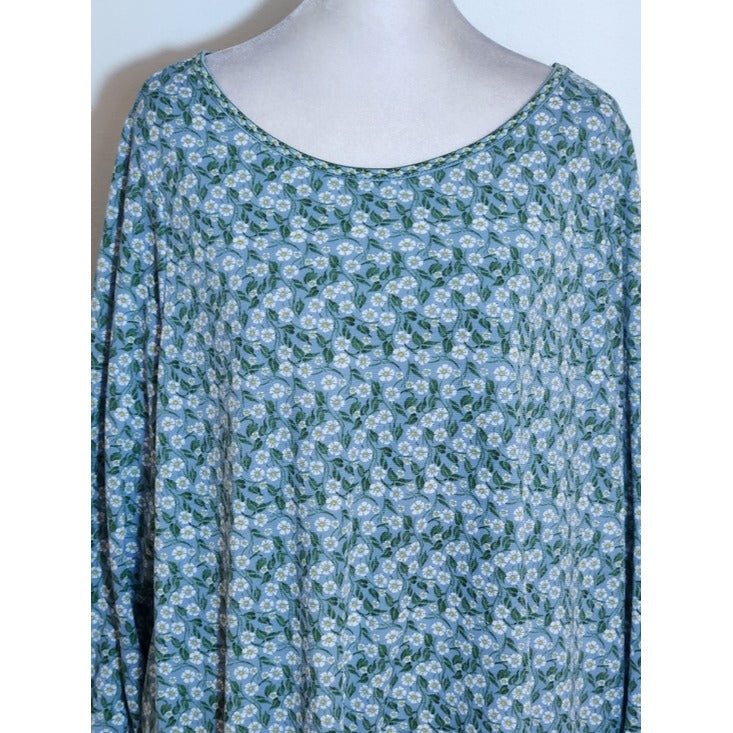 Max Studio Blue Floral Print Tunic Blouse Size 2X