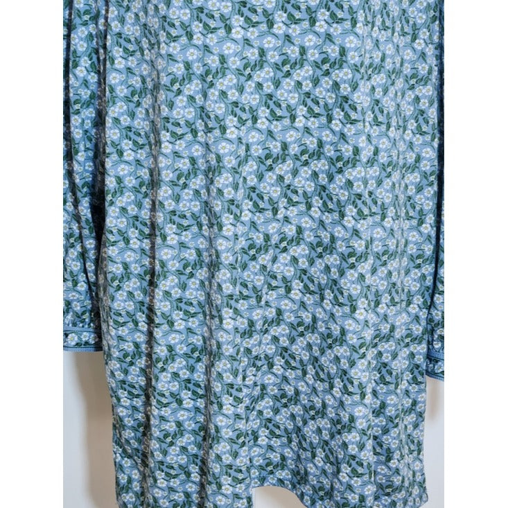 Max Studio Blue Floral Print Tunic Blouse Size 2X
