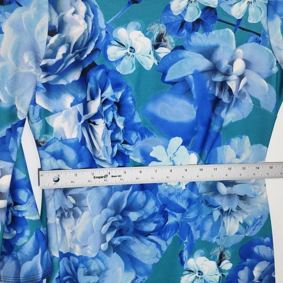 Calvin Klein Blue Floral Print Sheath Dress Size 6 Wedding Guest Dress