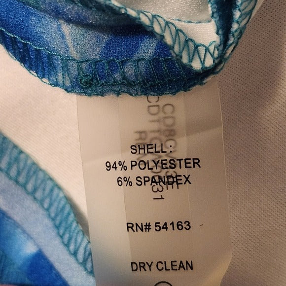 Calvin Klein Blue Floral Print Sheath Dress Size 6 Wedding Guest Dress