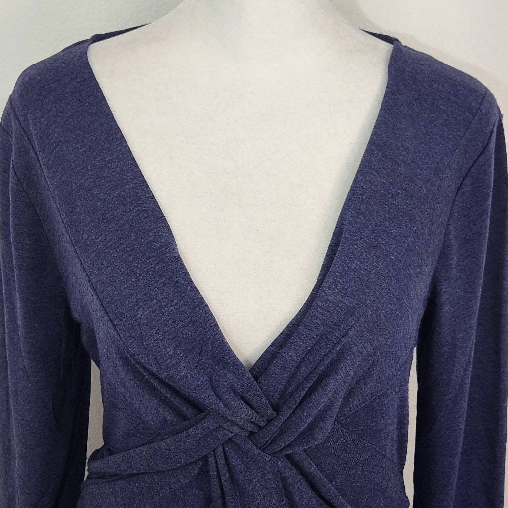 One World Navy Knit Top with Twist Accent NWT Size Small Dark Blue Top