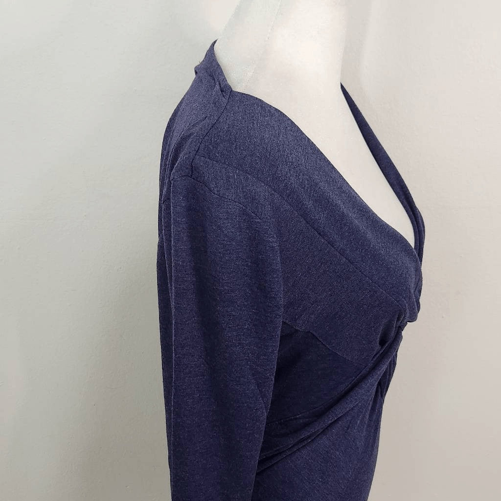 One World Navy Knit Top with Twist Accent NWT Size Small Dark Blue Top