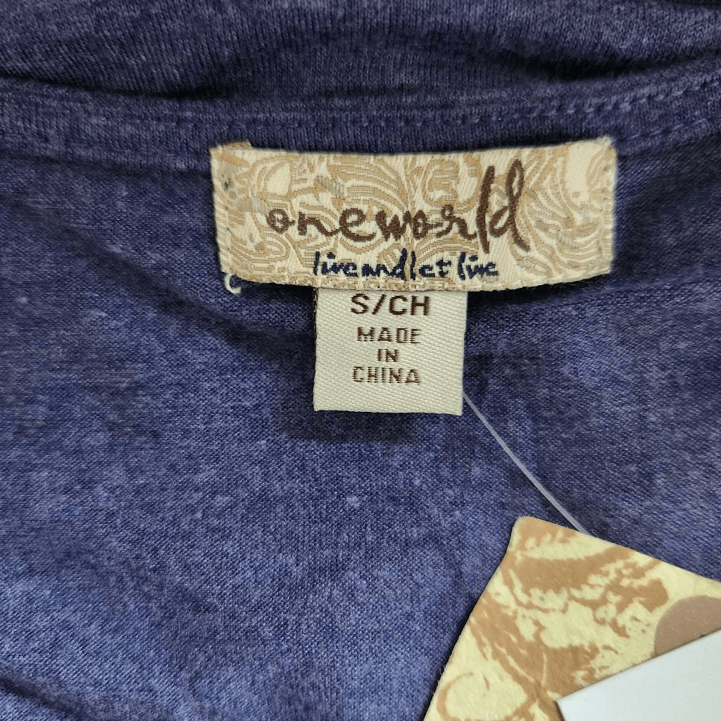 One World Navy Knit Top with Twist Accent NWT Size Small Dark Blue Top