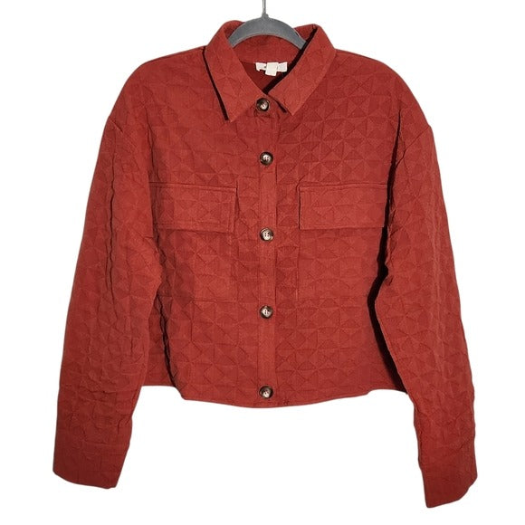 Privy Rust Red Cropped Textured Jacket Size Medium NWT